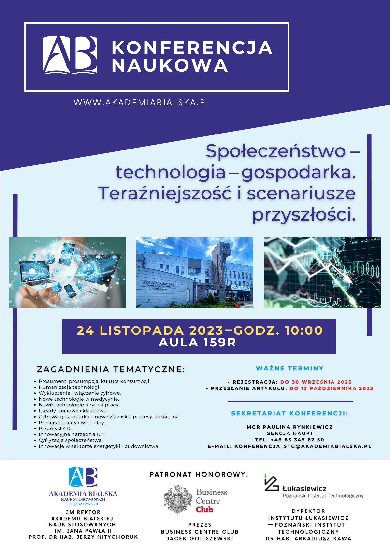Zaproszenie na konferencję „Społeczeństwo – Technologia – Gospodarka. Teraźniejszość i scenariusze przyszłości”